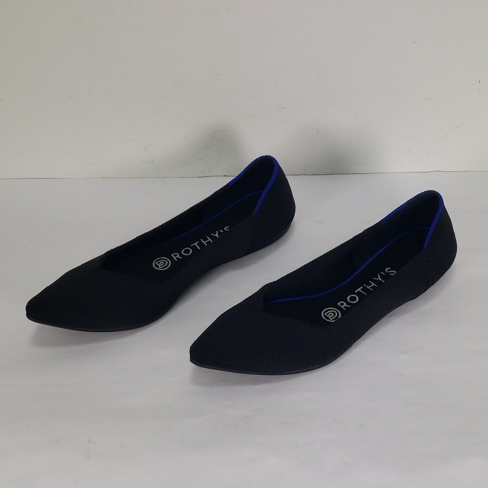 ROTHY'S THE POINT BLACK  SOLID KNIT  BALLET FLAT SHOES WOMEN'S 7.5